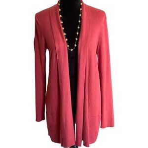 EILEEN FISHER SILK & ORGANIC COTTON CORAL CARDIGAN SWEATER SZ M